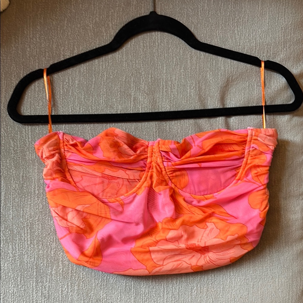 Zara Orange and Pink Patterned Top